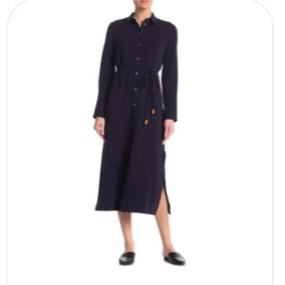 Theory Cady Midi Shirt Dress Navy M - Picture 1 of 11